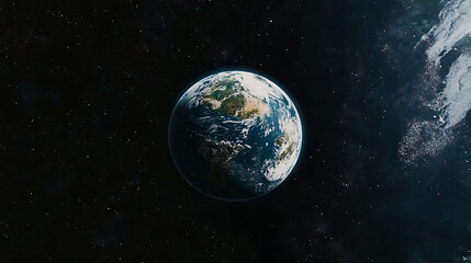 Fototapeta premium Earth visible in outer space, surrounded by stars and cosmic beauty