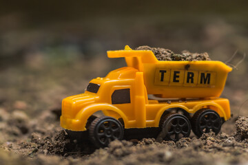 Miniature toy car set at outdoors