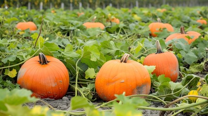 Obraz premium Vibrant Pumpkin Patch in the Fall Landscape