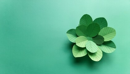 top view flat Paper Cut Craft of green tiny plant