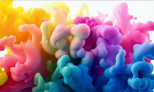 Colorful paint explosion, rainbow color splash on a white background, vector illustration design for a banner and poster, 3d render, 
