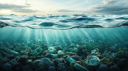 Fototapeta premium Ocean Plastic Pollution: A Silent Crisis