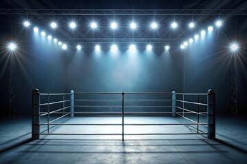 empty boxing ring with spotlight on stage
