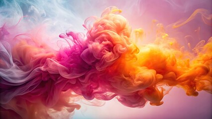 Ethereal swirl of pink and orange smoke in the sky