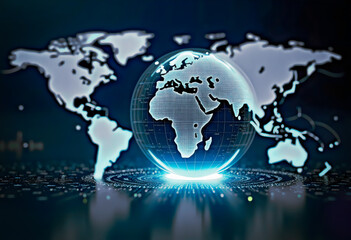 Global Digital Network World Map Connection