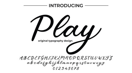 Play Font Stylish brush painted an uppercase vector letters, alphabet, typeface