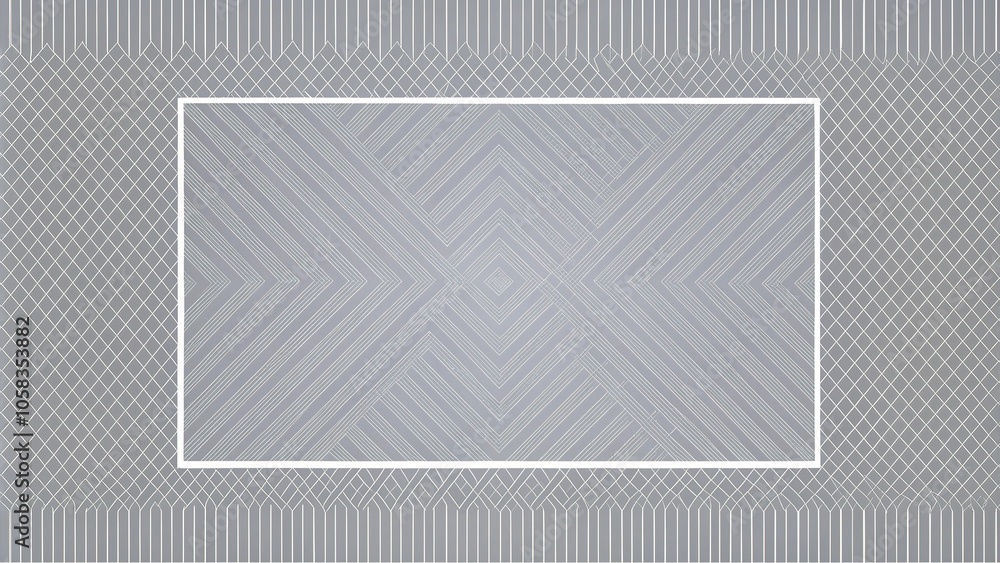 Poster minimalist design featuring a large rectangle of grey background with subtle geometric patterns crea