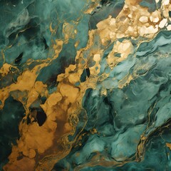 Naklejka premium An abstract design featuring swirling teal and gold colors, evoking fluidity and elegance.