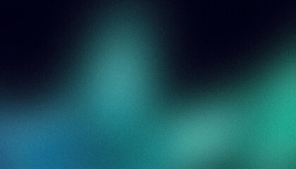 Blue green dark color grainy gradient backdrop design. Abstract glowing color flow, vibrant shaped colors from light to dark background, smooth colors flow