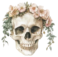 PNG An ancient greek Skull with flowers painting art illustrated.
