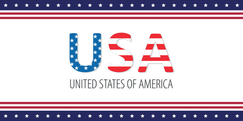 United States of America, nation Independence day banner, USA flag color combination, abstract background suitable for national patriot celebrations and festival event, copy space for text