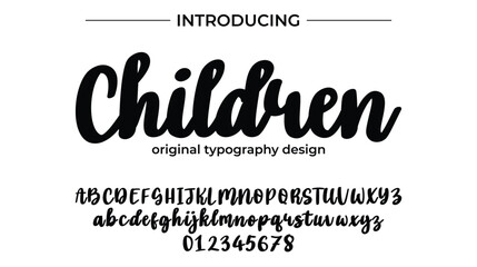Children Font Stylish brush painted an uppercase vector letters, alphabet, typeface