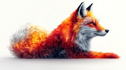 Obraz premium Fox in a Geometric Fur Coat