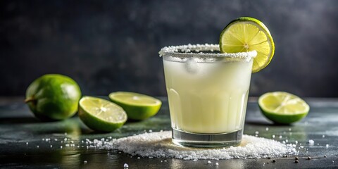 Freshly squeezed lime juice drips from a salt rim onto a frosted glass filled with a swirling mixture of tequila and triple sec, triple sec, cocktail glass, refreshing drink, tequila, citrus