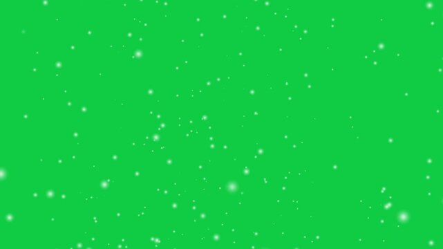 Looping snowfall particles overlay with green screen background for winter projects