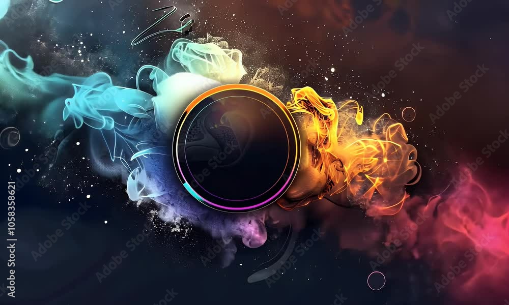 Poster a colorful background for youtube thumbnail with a colorful circle in the middle