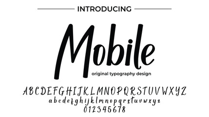 Mobile Font Stylish brush painted an uppercase vector letters, alphabet, typeface