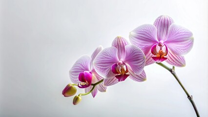 Delicate orchid flower on a white background, petals, white, orchid
