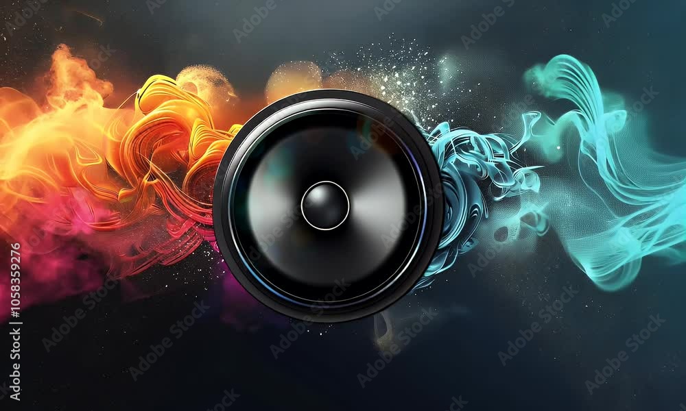Poster a colorful background for youtube thumbnail with a colorful circle in the middle