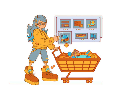 Character illustration drawn for a shopping festival.
