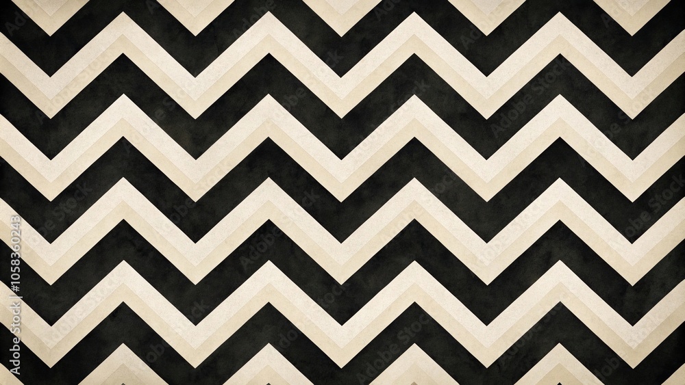 Poster dark black and white chevron pattern on a light-colored background, adding a touch of sophistication