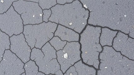 Obraz premium Cracked asphalt road surface with natural wear and tear marks, dirt, background