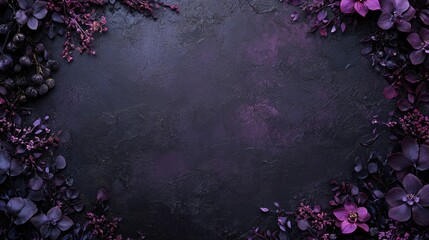 Purple flowers on black background,