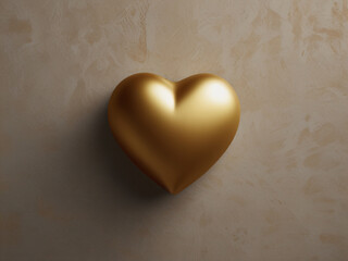 Obraz premium A golden heart on a plain background with ample blank space.
