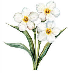 Fototapeta premium jonquil flower watercolor clipart illustration isolated
