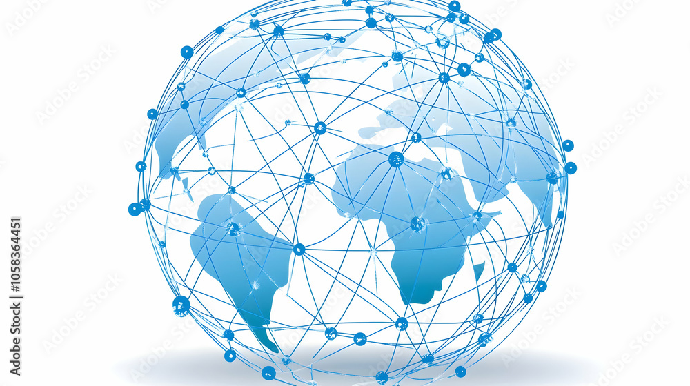 Aufkleber blue globe with connected network lines symbolizing global connectivity.