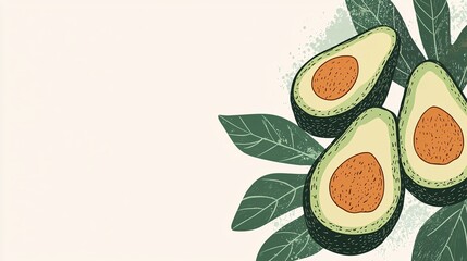 A vibrant poster template showcasing a striking avocado design, complemented by generous space for text against a pristine white backdrop.