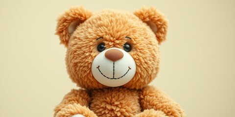 Obraz premium Adorable teddy bear on a brown background with a sweet expression, plush toy, happy, background