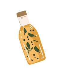 Natural oil infused with green herbs in a glass bottle, wellness and organic aesthetic