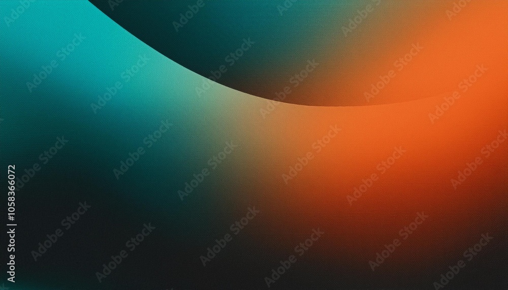 Poster abstract shapes in contrasting orange and teal colors with a textured surface, creating a minimalist