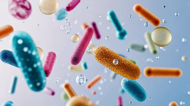 Biotech in microbiome research on solid white background,