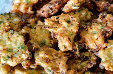 Golden and tender homemade pork patties. Asian food concept