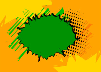 Cartoon green and yellow background, comic book backdrop. Retro vector comics pop art design.