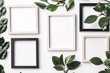 A minimalist collage template with empty frames on a pristine backdrop, ideal for highlighting treasured memories and personal narratives.