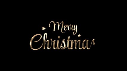Gold Merry Christmas text on black background, perfect for holiday greeting cards,Gold elegant.