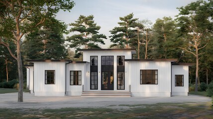a Scandinavian-inspired modern house exterior with a clean design.