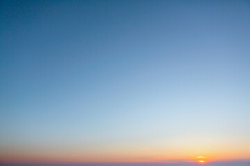Sky blue, cloudy background, Horizon, Clear spring sky in the morning on the beach, panoramic banner on the background of white clouds over the blue ocean