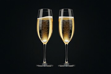 New Year's Eve Cheers: Sparkling Wine and Celebration on Dark Background