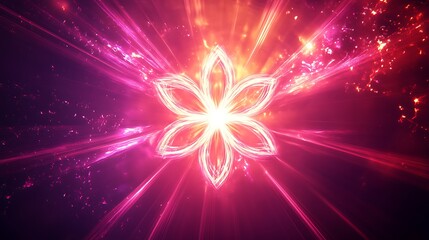 Fototapeta premium Glowing light rays forming a powerful symbol of unity and empowerment in bright pinks and purples