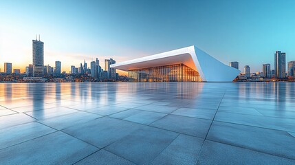 Fototapeta premium Opera House and Modern Architecture with City Skyline, Financial District, Urban Landscape, and Commercial Setting