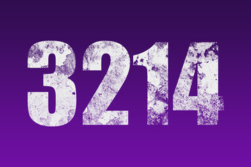 flat white grunge number of 3214 on purple background.