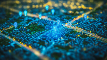 Fototapeta premium Smart digital Innovation city with connection network reciprocity over the cityscape. of future smart wireless digital city and social media networking systems that connects people with in city