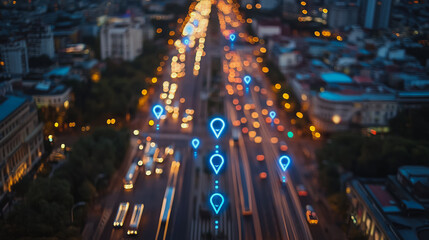 Obraz premium Smart digital Innovation city with connection network reciprocity over the cityscape. of future smart wireless digital city and social media networking systems that connects people with in city