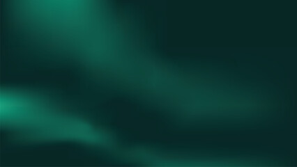 Dark emerald green wave gradient background. Glowing green wave isolated on black backdrop. Vector illustration