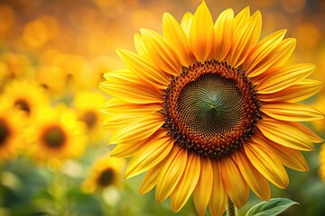 Obraz premium Bright and cheerful sunflower wallpaper with bold petals and dark centers, background, bright, flowers, outdoor, landscape