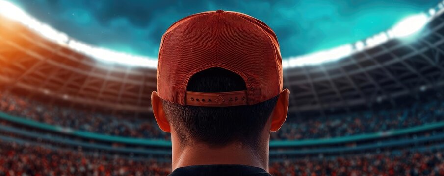 Fan watching a thrilling game in a vibrant stadium atmosphere.